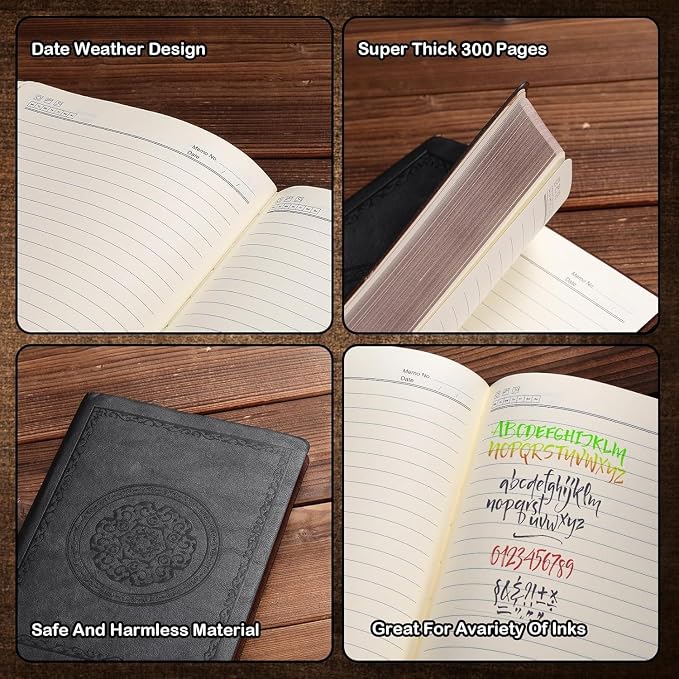 Fetinar Leather Vintage Journal Notebook,300 Pages,Leather Softcover Lined Journal Notebooks for Women Men,Notebook Journals for Writing Travel,Business,Office,5.7'' X 8.3''