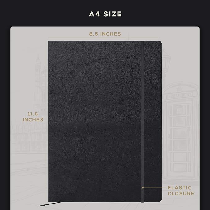 Beechmore Books A4 Mixed Media Sketchbook - 8.5"x11" Hardcover Lay-Flat Art Journal, 160 GSM / 98 lb Professional Ivory Paper, 156 Perforated Pages, Gift Box, Ink, Drawing and Light Watercolor
