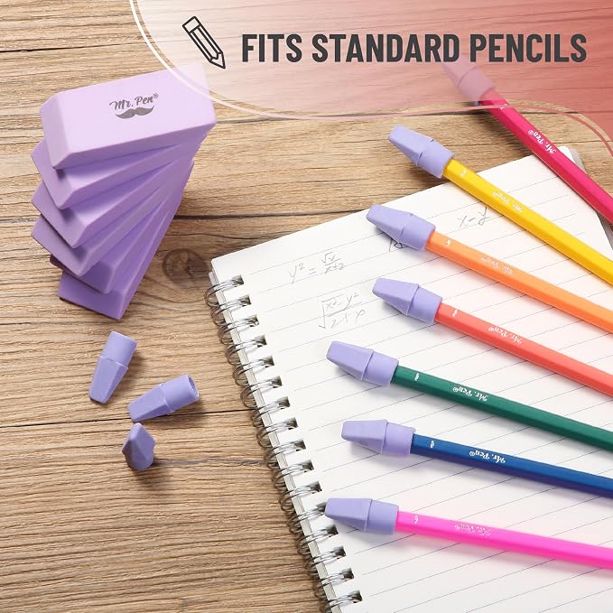 Mr. Pen- School Eraser Combination Set, 66 Pack, Purple | Latex Free Erasers for School, Office, Art Sketching, Homework, Exams, Clean Smudge-Free Correction