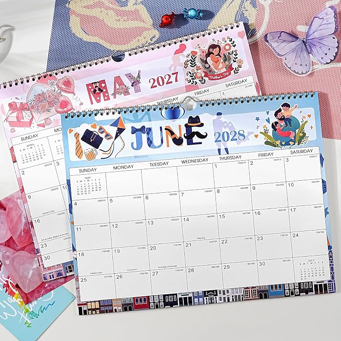 2027 Wall Calendar - Calendar 2027-2028, Jan 2027-Dec 2028,14.6'' x 11.5'' | 2 Year Wall Calendar 12 Theme with Hanging Hook, Plenty Writing Area for School, Home, Office Organization