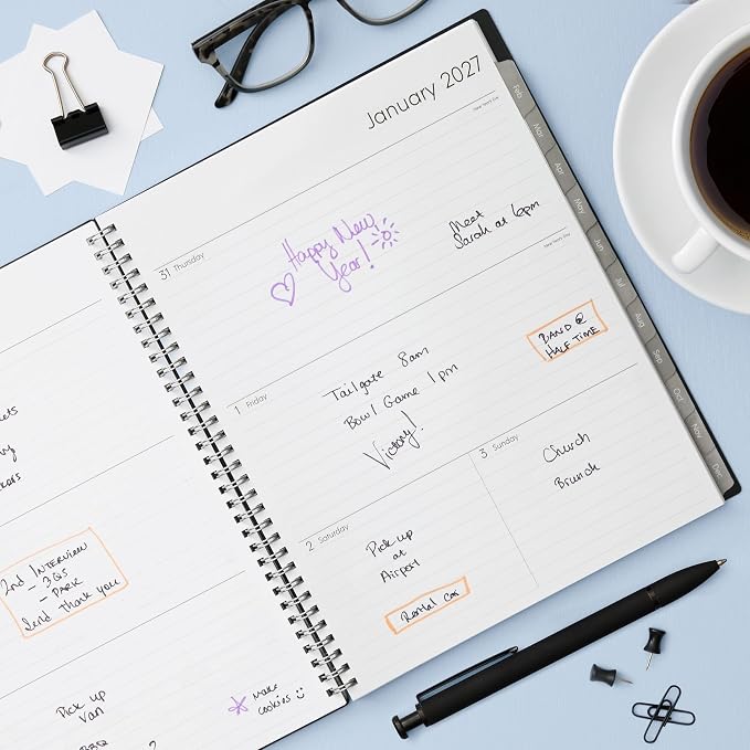 Blue Sky 2027 Weekly & Monthly Planner Calendar, 8.5"x11", Enterprise | January 2027 - December 2027, Flexible Cover, Durable Twin Wire Binding, Laminated Tabs, Storage Pocket