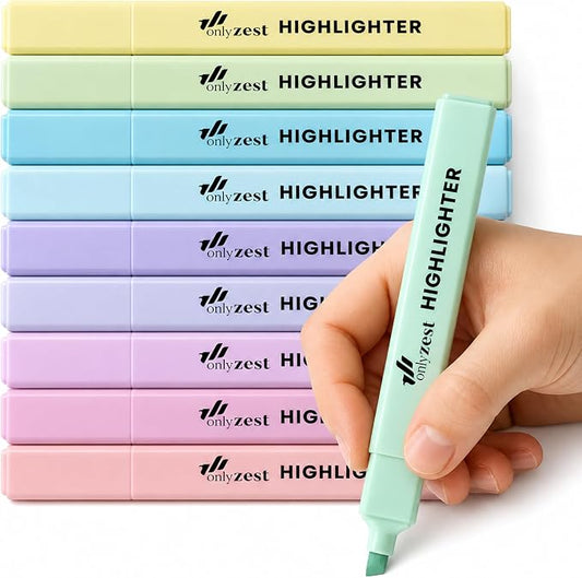 10 Aesthetic Bible Highlighters - Chisel Tip Liquid Ink Marker | Pen with Snap Caps for Clean Highlighting - Assorted Colors, No Bleed & Quick Dry - Bible Marker for Journaling & Studying