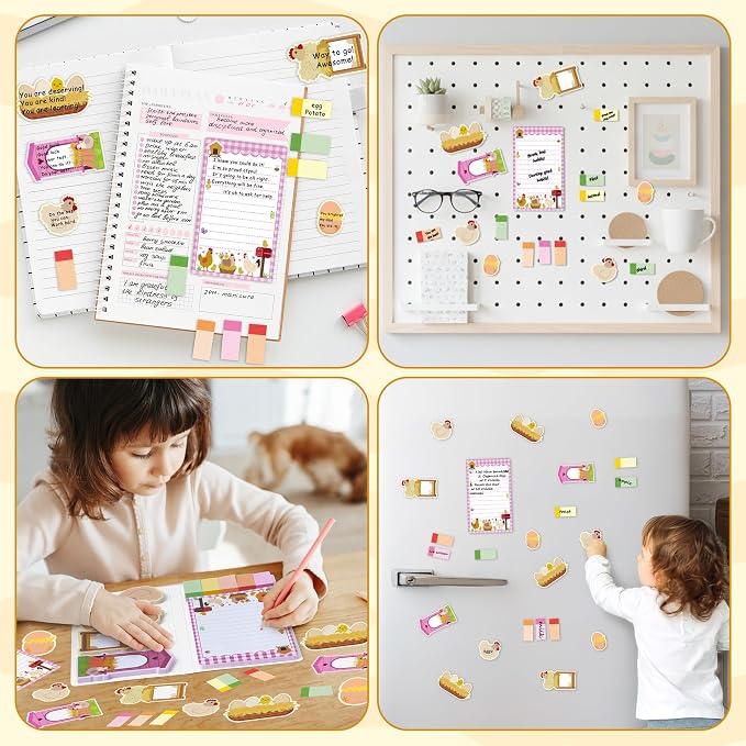 B1ykin Sticky Notes Set - 550 Sheets Memo Writing Pad Chicken Design | Self-Stick Notes Pages, Teacher Appreciation Gift, School Office Supplies, I Just Really Like Chicken Design
