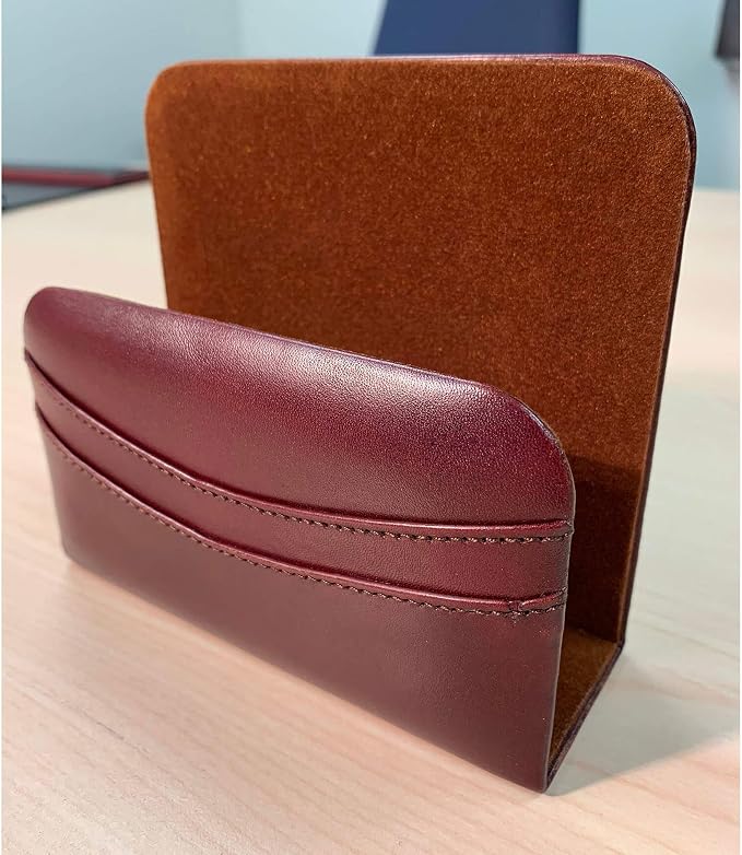 Dacasso Mocha Leather 10-Piece Desk Accessory Set - Organization Essentials & Executive Decor - Luxury Leather Blotter for Office Organization