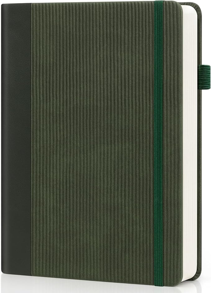 Lined Journal Notebook, A5 Vegan Leather College Ruled Notebook for Women Men, Daily Journaling Notebook 192 Pages for Work, School, Business, Travel, Note Taking(Dark Green)