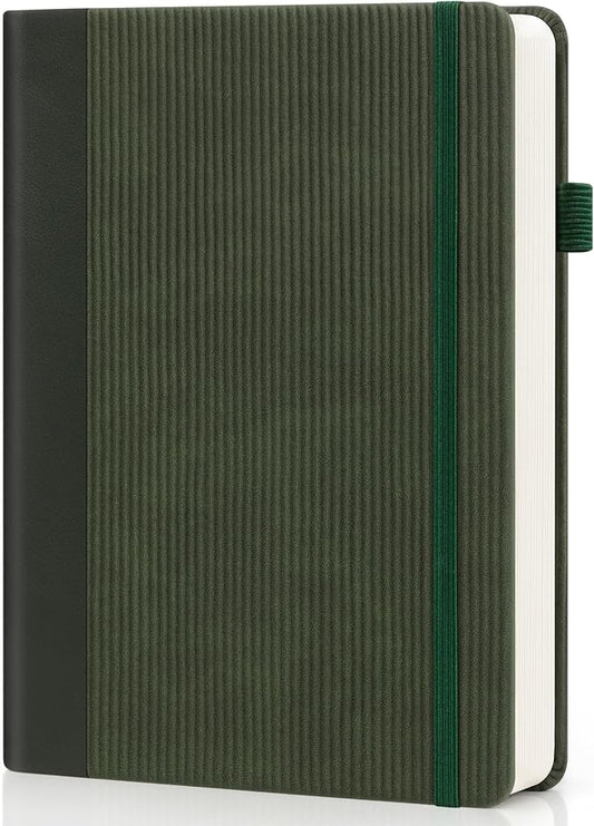 Lined Journal Notebook, A5 Vegan Leather College Ruled Notebook for Women Men, Daily Journaling Notebook 192 Pages for Work, School, Business, Travel, Note Taking(Dark Green)