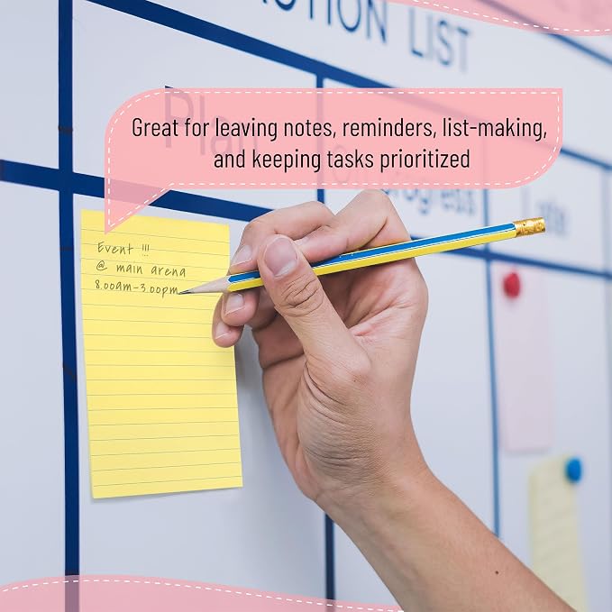 Mr. Pen- Lined Sticky Notes, 4" x 6", 6 Pads, 45 Sheets/Pad | Sticky Notes with Lines, Ruled Post Stickies, Memo Pads, Self-Stick Note Pad for Office, School, Home, Study