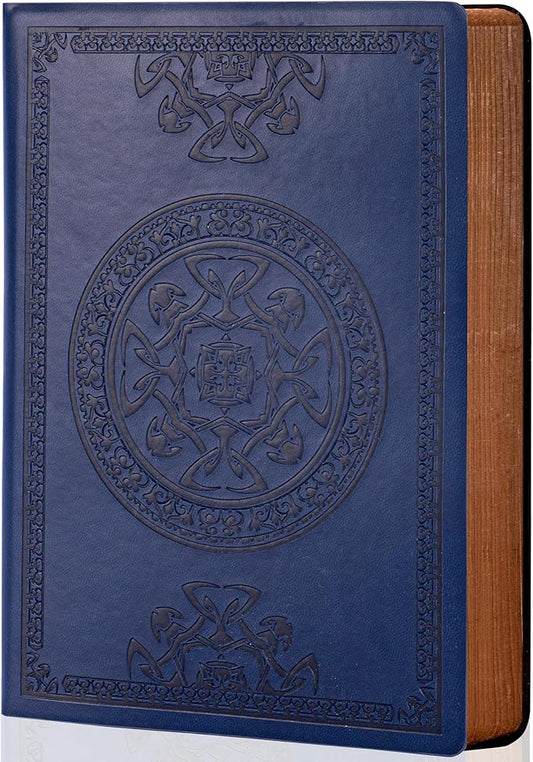 CAGIE Lined Journal for Men Soft Cover Notebook Leather Journals for Writing, 180 Lay Flat Vintage Mens Journal Personal Diary, 5.7'' X 8.3'', Blue