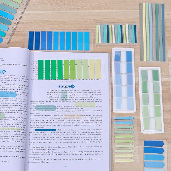 BAYTORY 1800Pcs Transparent Sticky Tabs, 2Pcs Double Marker Pens | See Through Clear Label Stickers, Self-Adhesive Translucent Index Tabs, Sticky Notes for Bible Accessories (Gradient Colors)