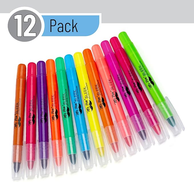 Mr. Pen- No Bleed Gel Highlighters, Fluorescent Assorted Colors, 12 Pack | Bible Highlighters and Pens No Bleed, Bible Markers for Study, Journaling, School Supplies and Accessories
