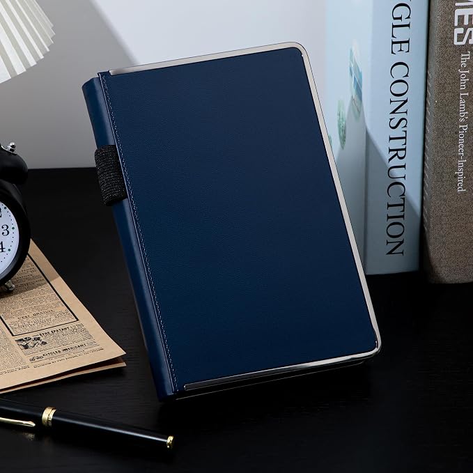 MINICAGIE Journal Notebook for Men Women Gifts Hardcover Leather Mens Journals for Writing 288 Pages 100 Gsm Paper Thick Journaling Notebooks for Work Diary, 5.7x8.3 In, Blue