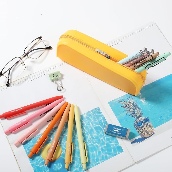 Mr. Pen- Silicone Pencil Case, Aesthetic Pencil Bag for Women, Makeup Pouch | Multifunctional Pouch for Stationery, Cosmetics and Electrical Goods Storage
