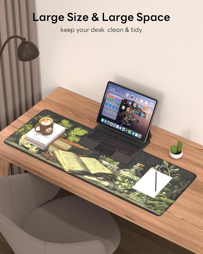 Skull Mouse Pad, 31.5 x 11.8 Large Desk Mat with Stitched Edges & Non-Slip Base, Mousepad for Office, Home, Work, Cool Skull