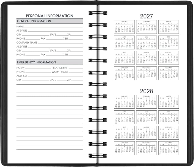 AT-A-GLANCE 2027 Planner, Weekly, 2.5" x 4.5", Pocket Size, Black (700350527)