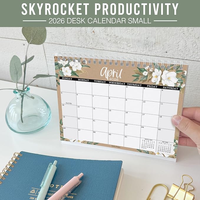 Small Desk Calendar 2026-2027 Standing Flip - 18-Month 2026 Desk Calendar Small for Home, Office & School, Standing Desks Calendars 2026-2027, Mini Desks Calendars, Back to School Teacher Gifts