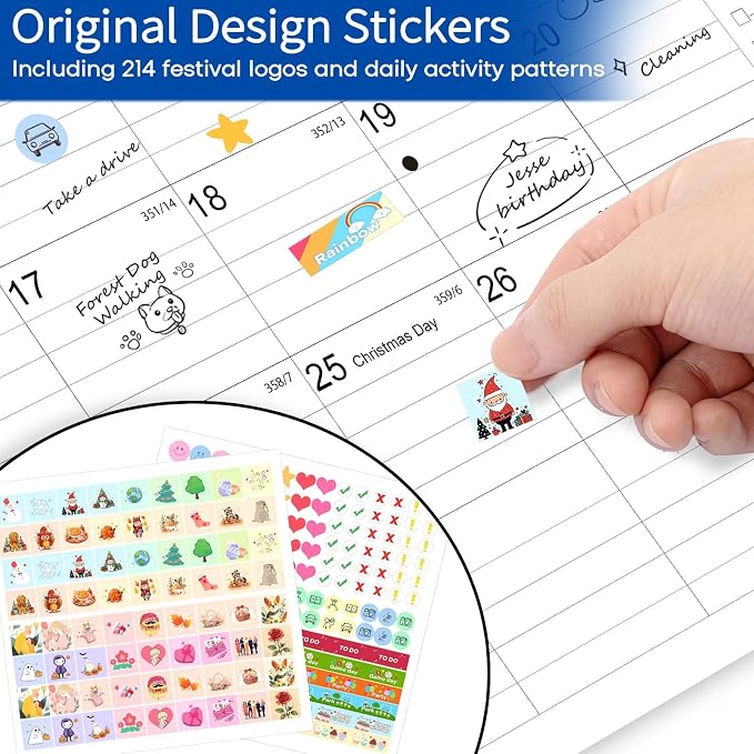 Calendar 2026-2027 18 Months-Simple | 17" x 12"| 110GSM Thick Paper | No-Bleed | Stickers Attached | Home, School & Office Use