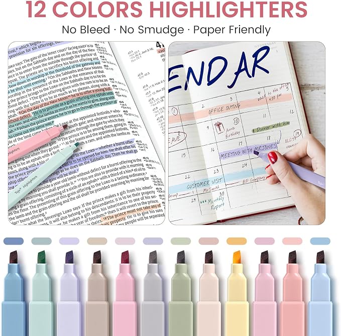 Cute Pencil Case With Supplies, 39 PCS Aesthetic Stationery Set with Pencil Pouch, 6 Black Ink Gel Pens, 12 Pastel Highlighters, 5 #2 HB Pencils, 4 Mechanical Pencils, Back to School Supplies - Pink