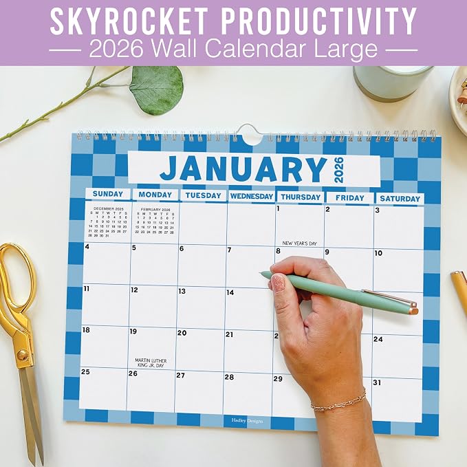 2026 Calendar Wall - 2026 Wall Calendar Large, 18-Month Hanging Calendars for School, Home & Office, Academic Monthly Calendar from January 2026 to June 2027, Back to School Teacher Gifts