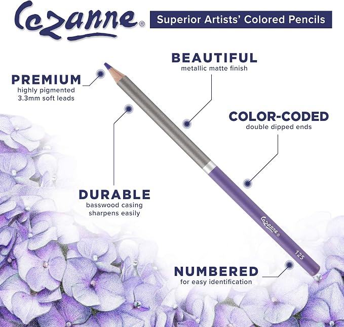 Cezanne Creative Mark Premium Colored Pencils, Medium Gray, 2 Packs (12 Count) Highly Pigmented Artist Set, Smooth Sketching Coloring Highlighting Blending, Soft 3.3Mm Wax-Based