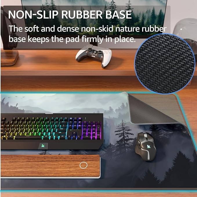 KTRIO Large Gaming Mouse Pad, Desk Mat, 31.5 x 15.7 in, Cloud Forest, XXL | Smooth Micro-Weave Surface, Artistic Pattern Design, Non-Slip Rubber Base, Durable Stitched Edges, Office & Home Use