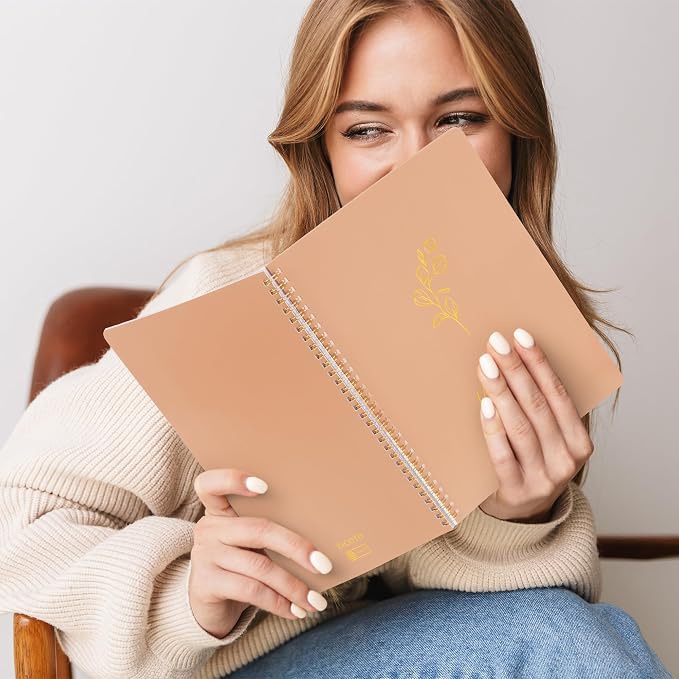 ZICOTO Aesthetic Spiral Notebook Set of 3 For Women 10.5 x 8 - Large College Ruled Journal/Notebook with Large Pockets And Lined Pages - Perfect Supplies to Stay Organized at Work or School