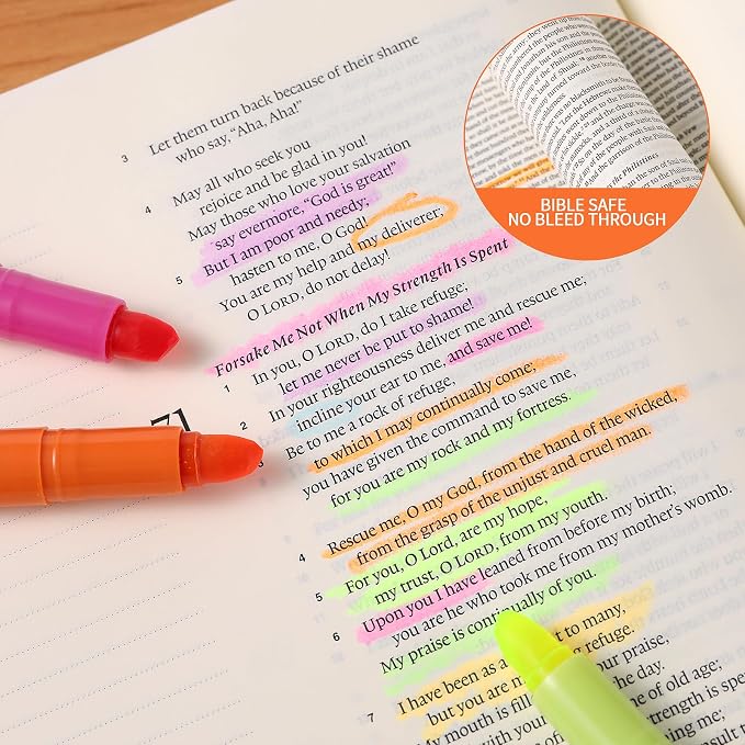 TWOHANDS Bible Highlighters No Bleed 8 Assorted Colors,Gel Highlighters Marker Pens for Bible Study Journaling 21403