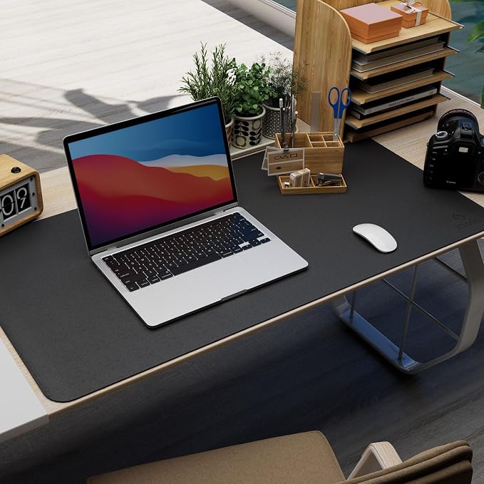 K KNODEL Large Desk Protector Mat and Pad for Office (Black, 15.7" x 31.5") | Waterproof Desk Mat, Desk Pads and Blotters, Desktop Mat, Desk Protector and Cover, Office Computer, Laptop and Keyboard Mat