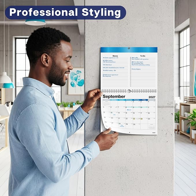 Dunwell Wall Calendar 2026-2027, 8.5" x 11", 18 Months Jul. 2026 to Dec. 2027, Durable Twin Wire Binding, Thick Paper, Small Desk Calendar Planner For Home, Office, School, Simple Design, Easy Read