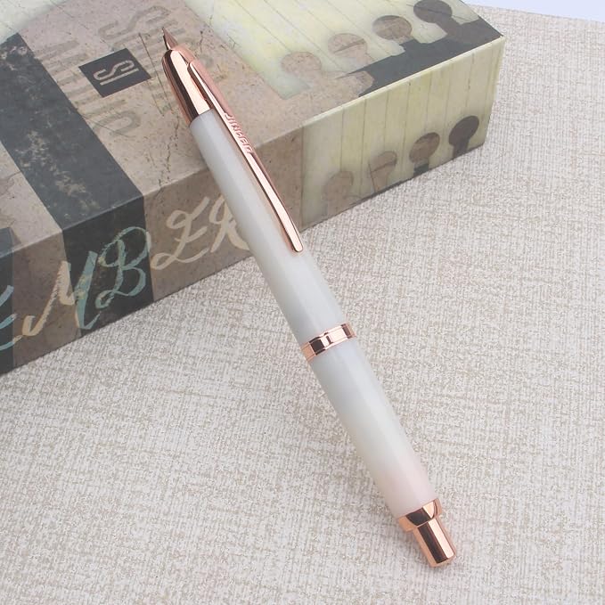 JINHAO 20 Snow red gold clip Press Fountain Pen Retractable F Nib Plastic With Clip Writing Ink Converter School Supplies