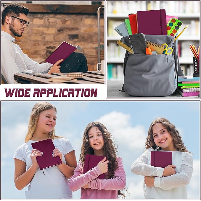 Honoson 20 Pack A5 Lined Journal Notebooks Hardcover Executive Notebook 5.5" x 8.3" PU Leather Wide Ruled Journals Bulk 160 Pages for Back to School Supplies Office Business Home (Burgundy)