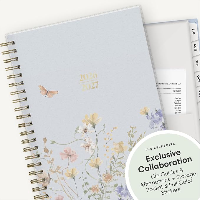 Blue Sky 2026-2027 Weekly & Monthly Academic Planner, 5"x8", Stratford | July 2026 - June 2027, Flexible Cover, Wirebound, Laminated Tabs, Storage Pocket, Stickers, Academic Year, The Everygirl