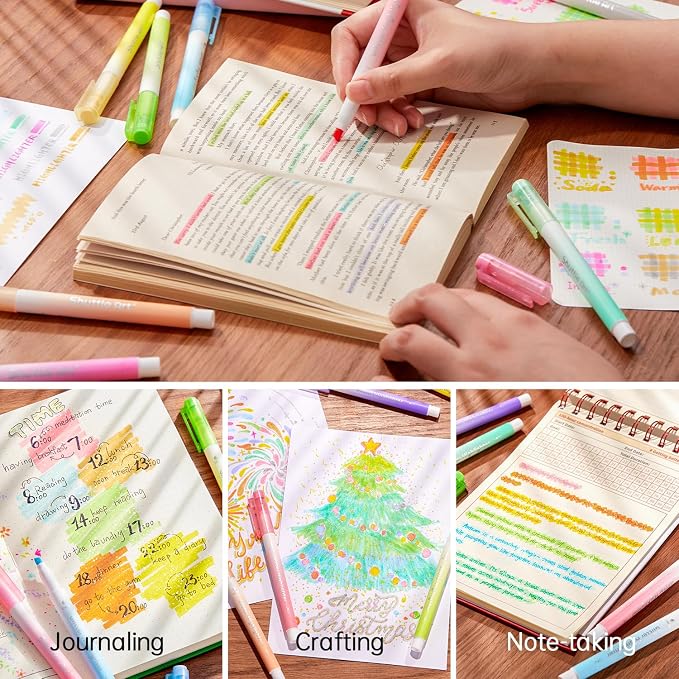 Shuttle Art Glitter Highlighters, 10 Sparkle Colors Chisel Tip Fluorescent Markers, Quick-Dry Non-Toxic Aesthetic Shimmer Highlighter Pens for Adults, Perfect for School Office Art Supplies