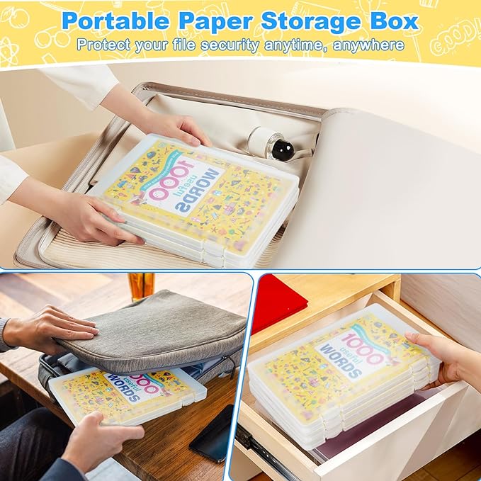 1 Pack A4 File Box Paper Organizers Holder, Transparent Document Paper Project Case, Plastic Paper Storage Container Box File Protector for Magazine, Scrapbook, Office School Supplies