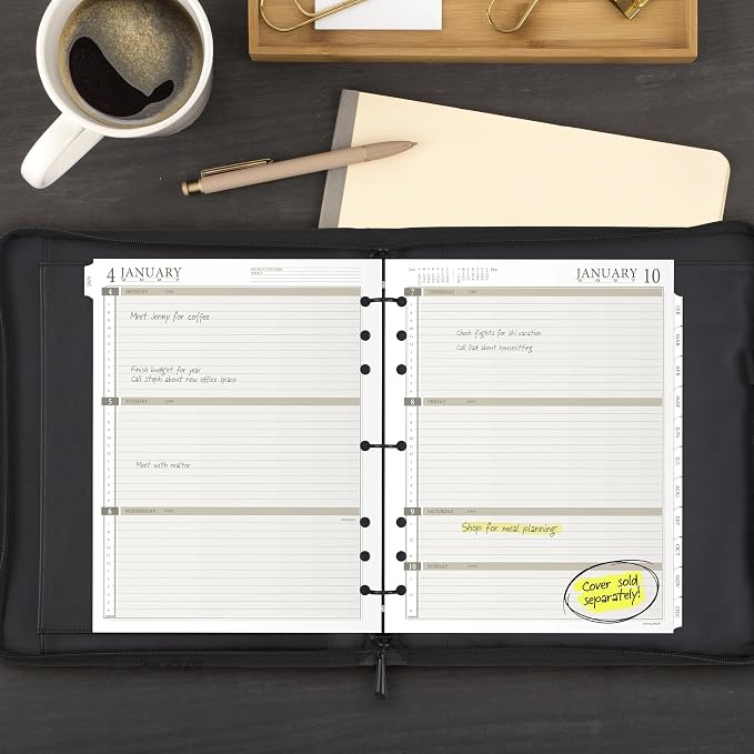 AT-A-GLANCE 2027 Planner Refill, Weekly, 8.5" x 11", Folio Size 5, Tabbed, 7-Ring Loose-Leaf (491-285-27)