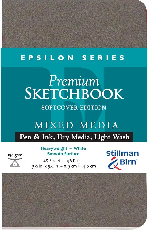 Stillman & Birn Epsilon Series Softcover Sketchbook, 3.5" x 5.5", 150 GSM (Heavyweight), White Paper, Smooth Surface