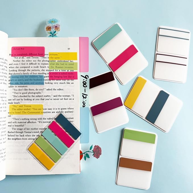ELII 500 PCS Sticky Tabs 2 Inch Index Tabs, Colored Page Markers | Repositionable Tags,Reading Tabs,Self Adhesive,Tape Flags for Books, Binders, Notebook and File Folders,Smooth Writing