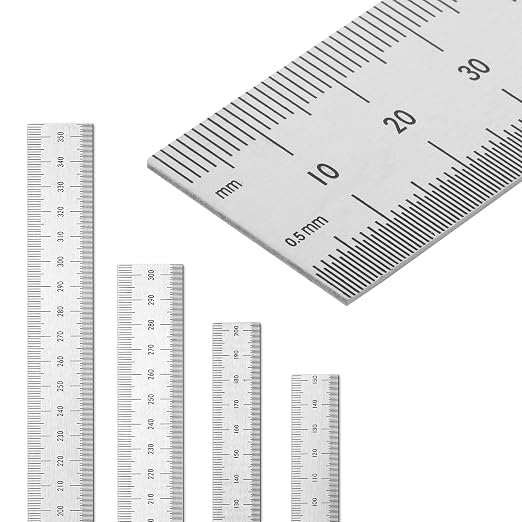 Mr. Pen- Machinist Ruler, 4 Pack, (6, 8, 12, 14 Inch) | Stainless Steel Metric & Imperial, Precision Measuring Tool, 1/64", 1/32", 0.5 mm Graduation for Engineering, Carpentry