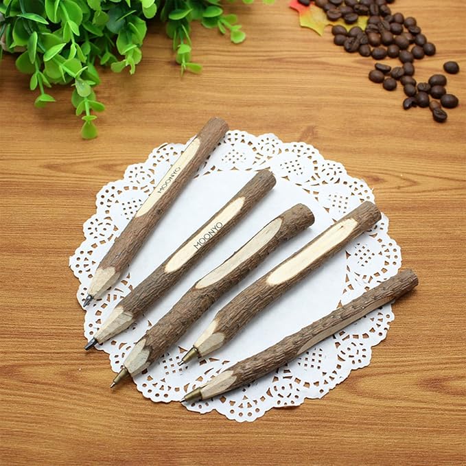 30Pcs 5" Long Twig Pencils, Natural Wood Pencils Bulk, Wooden Graphite Pencils for School Party Supplies Novelty Camping Themed Party Decorations