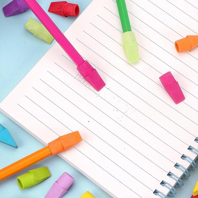 ZZTX 120 Pack Pencil Top Erasers 11 Assorted Colors | Erasers for Pencils, Eraser Caps, Topper Erasers for Kids School