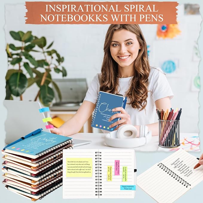 Kosiz 60 Sets/120 Pcs Christian Gifts Bulk Prayer Journal Scripture Notebook, Bible Pen (Classic,Morandi)