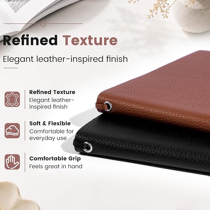CAGIE Lined Journal Notebook for Men & Women,176 Pages A5 Medium Size, Softcover Leather Journals for Writing, College Ruled Notebook for Work & School, 100 GSM Thick Paper (5.7'' x 8.3'') (Brown)