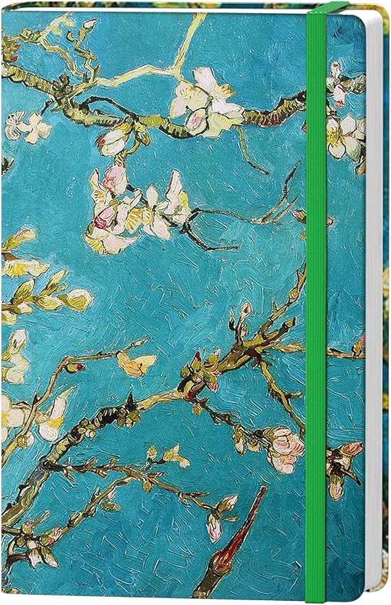 Lined Journal Notebook, Hardcover, Medium 5.7 x 8.4 inch, 160 Pages Thick Paper, Cute Women Aesthetic Floral A5 College Ruled Notebook for Journaling Writing Work Office School, Green Flower