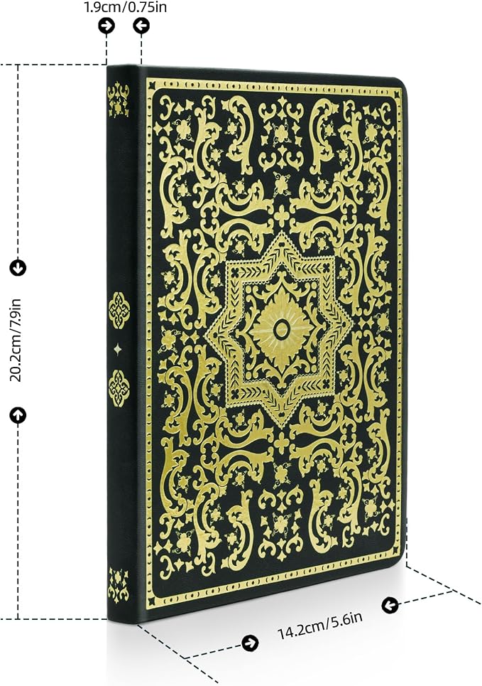 Gilded Vintage Leather Journal Hardcover Antique Diary Notebook | Ornate Decorative Pattern Cover, Premium Lined Paper, Classic Diary for Journaling, Writing, Poetry & Gifting