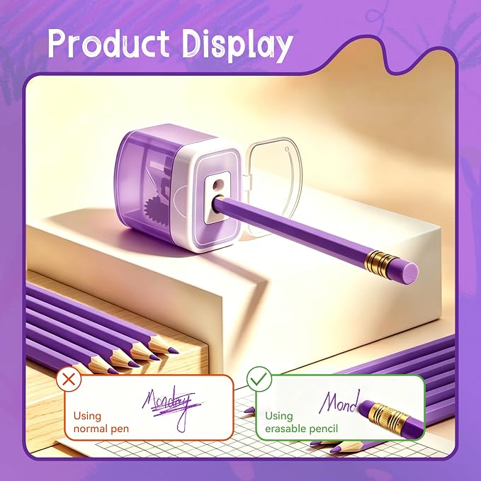 12 Pcs Purple Pencils with Eraser for Kids HB Erasable Pencils Pre-Sharpened Professional Wooden Pencils Set with Smooth Lead Cores, Ideal for School Drawing, Sketching, Coloring and Creative Projects