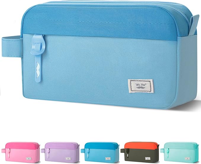 Mr. Pen- High Capacity Pencil Case, Large Pencil Pouch with 3 Compartments and 2 Pockets, Large Pencil Bag with Smooth Zipper, Cute Pencil Case Pouch Organizer, School Supplies for Teens
