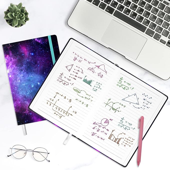 Lined Journal Notebook, Hardcover Journal for Women, Medium 5.7 x 8.4 in, 160 Pages Thick Paper, Cute Aesthetic Floral College Ruled Notebook for Writing Journaling Work School Office, Nebula