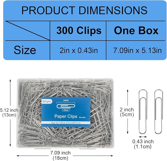 Large Paper Clips Non-Skid,2' Jumbo PaperClips,300 Pcs Metal Paper Clips. | Large Paper Clips Non-Skid, 2 Inch Jumbo PaperClips, 300 Pcs Metal Paper Clips,Paperclips for Office&School Supplies.