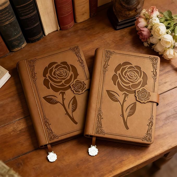 Aocii leather Journal for Women, A5 lined Daily Journal Notebook, Bullet Journaling for Writing, Hardcover Vintage Travel Journals, 224 Pages, Pen included (Brown)