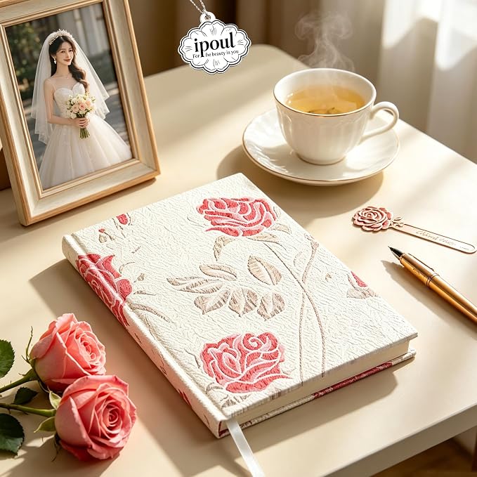 Anniversary Journal, Wedding Gifts, Rose Notebook for Writing the story of us, Journals for Women, A5, Ruled, Hardcover, Lay Flat, Personal Journal, Newly Wed Gifts for the Couple