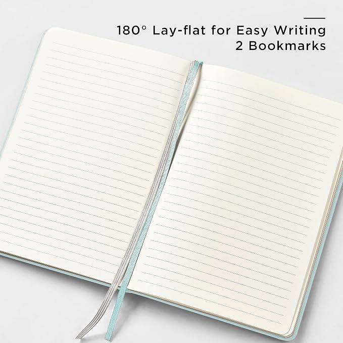 &And Per Se Lined Journal and Pen Set, A5 Leather Hardcover Notebook with Pen & Stationary Set, 160 Pages 100GSM Thick Ruled Paper Journal for Business Work Writing (Cyan)